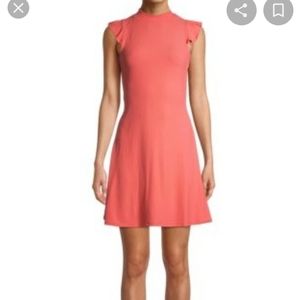 Derek heart flutter sleeve mock neck swing dress